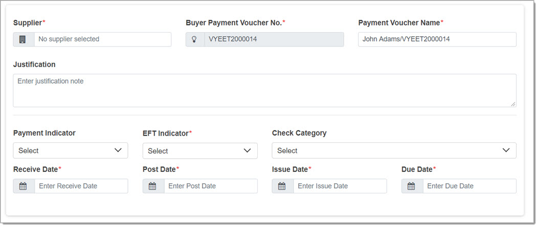 Payment Voucher Header